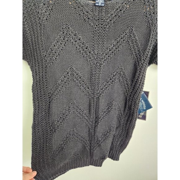 Vtg. E.H. Woods Women's Sz. M Black Knit Short Sleeve Sweater NWT - Picture 5 of 6